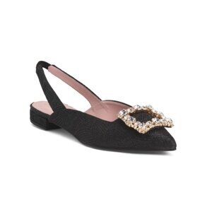 PRETTY BALLERINAS Sparkle Black Made In Spain Clementine Slingback Flats